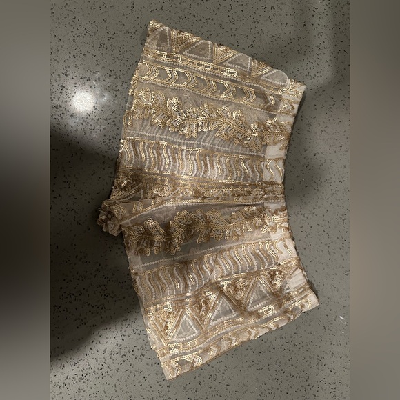 Gold Embroidered Sheer Shorts Size Small - Picture 1 of 2